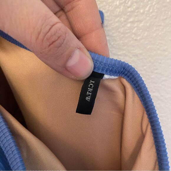 J. Crew Ribbed blue one strap one piece Swimsuit padded L 10 - Picture 8 of 11